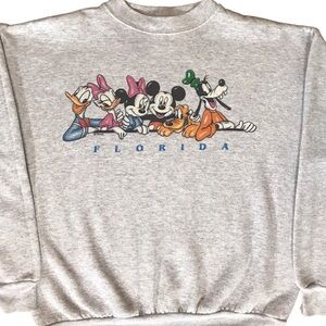 Vintage Tultex Grey Crewneck Adult Unisex Medium Florida Disney Graphic On Front